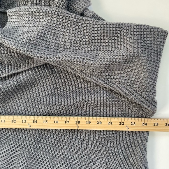 Kate & Sam Gray Grey Cowl neck Waffleknit Pullover Sweater Size Large - Picture 6 of 7